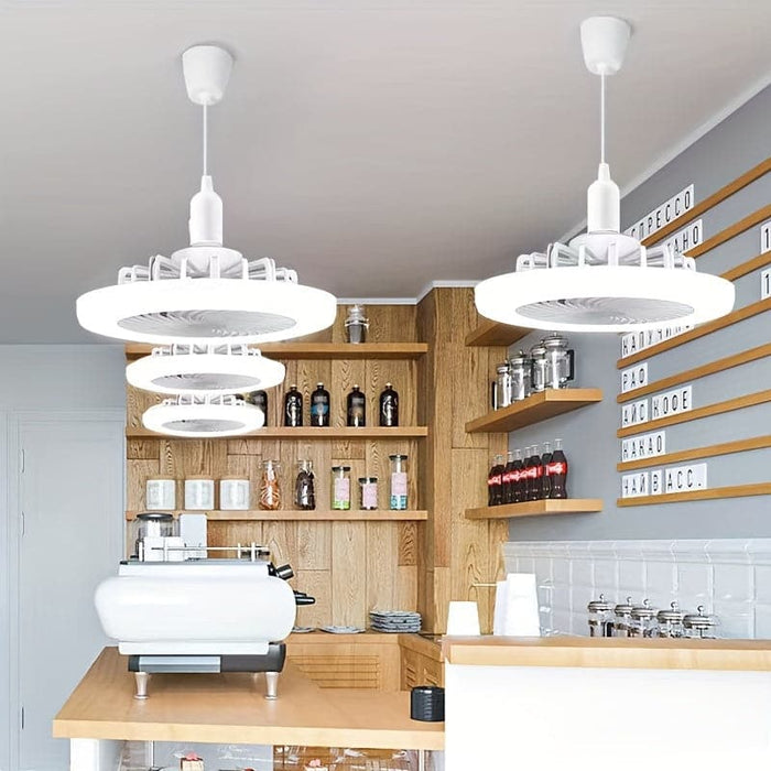 2 in 1 LED White Hanging Ceiling Fan with Remote Control for Bedroom Living Room Dining Room Kitchen Island-ErisView