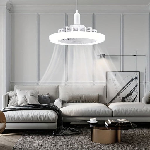 2 in 1 LED White Hanging Ceiling Fan with Remote Control for Bedroom Living Room Dining Room Kitchen Island-ErisView