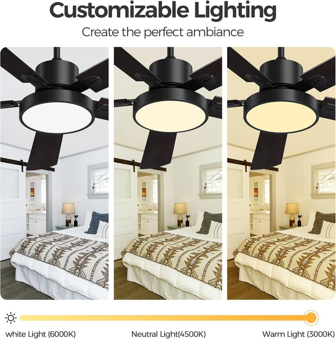 2 in. Black Outdoor Fan Outdoor Ceiling Fans for Patio, Indoor Ceiling Fans with Lights and Remote for Bedroom Living Room -5-ErisView