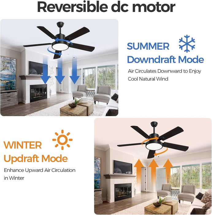 2 in. Black Outdoor Fan Outdoor Ceiling Fans for Patio, Indoor Ceiling Fans with Lights and Remote for Bedroom Living Room -6-ErisView