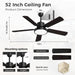 2 in. Black Outdoor Fan Outdoor Ceiling Fans for Patio, Indoor Ceiling Fans with Lights and Remote for Bedroom Living Room -7-ErisView
