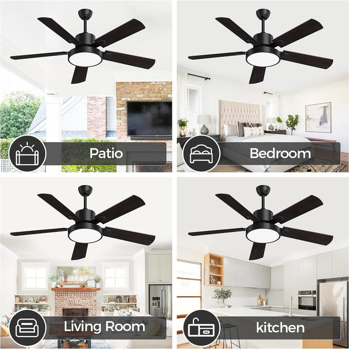 2 in. Black Outdoor Fan Outdoor Ceiling Fans for Patio, Indoor Ceiling Fans with Lights and Remote for Bedroom Living Room -8-ErisView