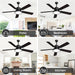 2 in. Black Outdoor Fan Outdoor Ceiling Fans for Patio, Indoor Ceiling Fans with Lights and Remote for Bedroom Living Room -8-ErisView