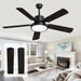 2 in. Black Outdoor Fan Outdoor Ceiling Fans for Patio, Indoor Ceiling Fans with Lights and Remote for Bedroom Living Room -1-ErisView