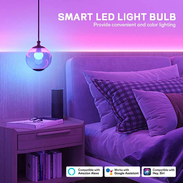 Smart LED Light Bulb, Dimmable WiFi E26, RGB CCT Color Changing, App/Voice Control, Alexa/Google Home, Indoor Home/Living Room/Bedroom