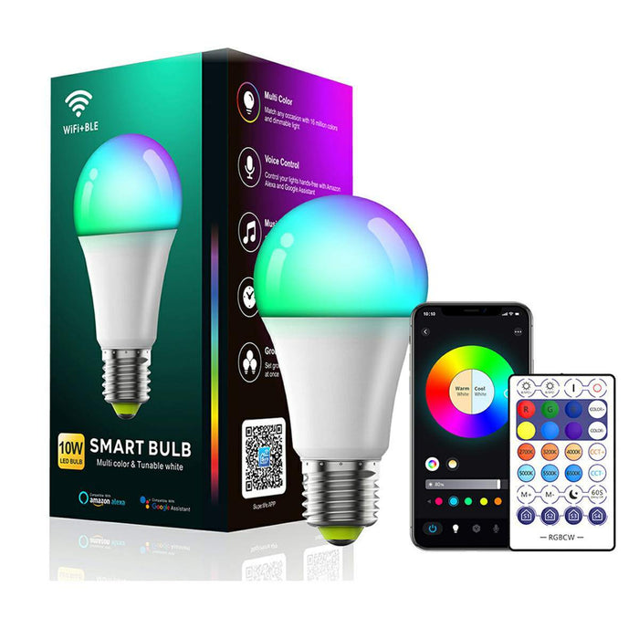Smart LED Light Bulb, Dimmable WiFi E26, RGB CCT Color Changing, App/Voice Control, Alexa/Google Home, Indoor Home/Living Room/Bedroom