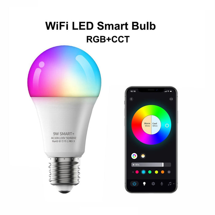 Smart LED Light Bulb, Dimmable WiFi E26, RGB CCT Color Changing, App/Voice Control, Alexa/Google Home, Indoor Home/Living Room/Bedroom