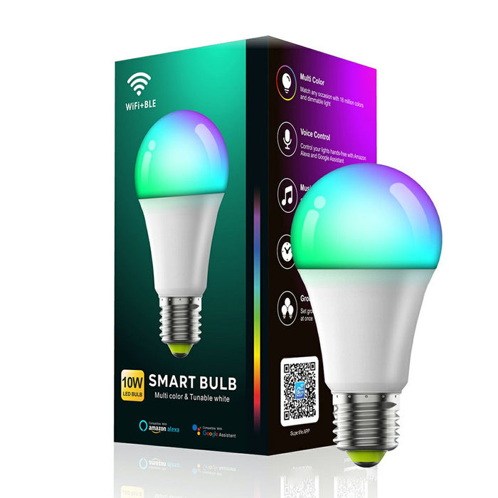 Smart LED Light Bulb, Dimmable WiFi E26, RGB CCT Color Changing, App/Voice Control, Alexa/Google Home, Indoor Home/Living Room/Bedroom