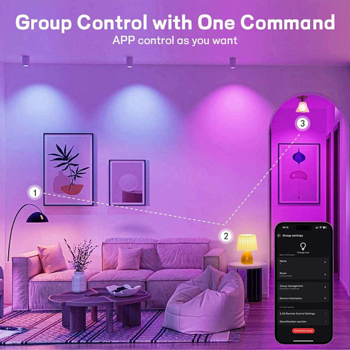 Smart LED Light Bulb, Dimmable WiFi E26, RGB CCT Color Changing, App/Voice Control, Alexa/Google Home, Indoor Home/Living Room/Bedroom
