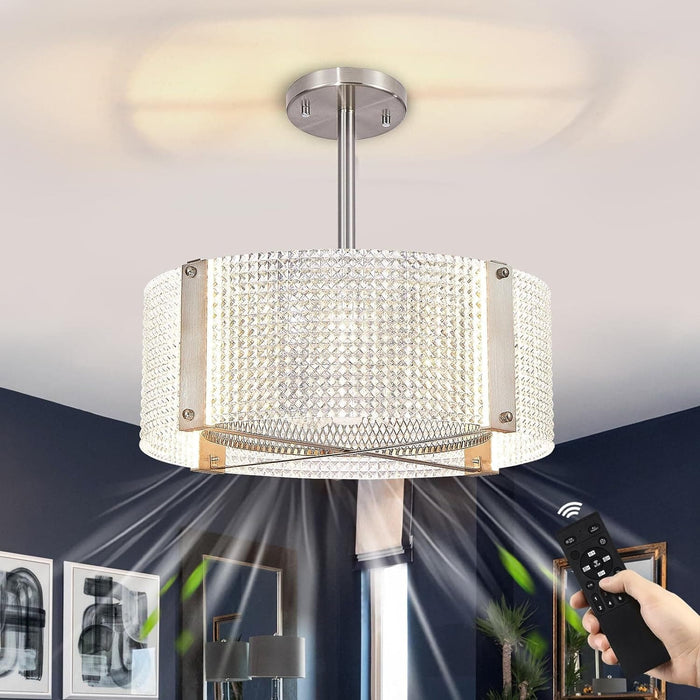 20 in. Antique Wood Low Profile Ceiling Fans for Bedroom Living Room Kitchen, Farmhouse Flush Mount Ceiling Fan with Light and Remote Control-10-ErisView