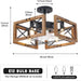 20 in. Antique Wood Low Profile Ceiling Fans for Bedroom Living Room Kitchen, Farmhouse Flush Mount Ceiling Fan with Light and Remote Control-7-ErisView