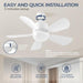 20 in. Bedroom Ceiling Fans with Lights, Socket Fan Light with Remote, Dimmable Screw In Ceiling Fan for Bedroom Kitchen Living Room-2-ErisView