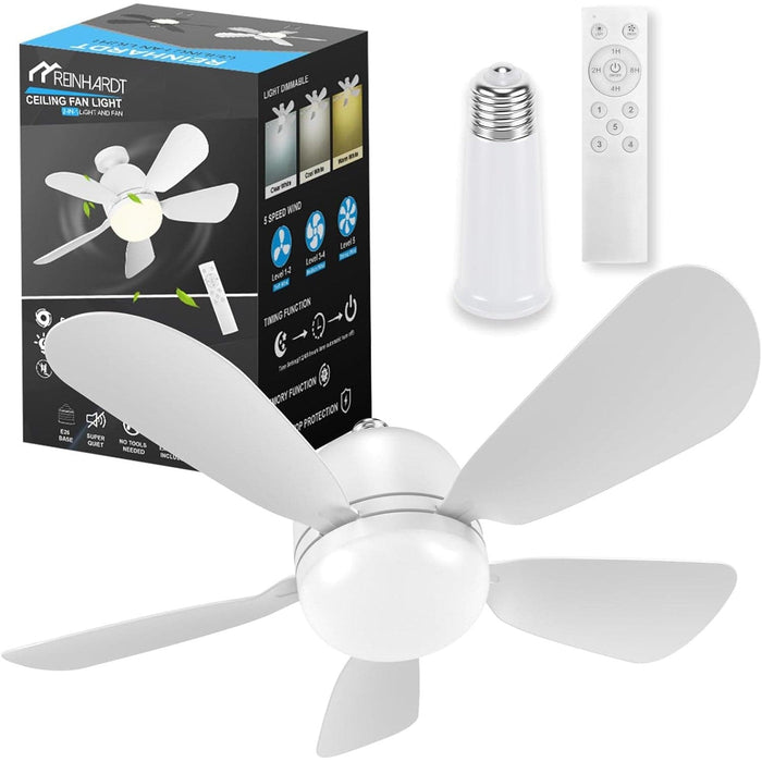 20 in. Bedroom Ceiling Fans with Lights, Socket Fan Light with Remote, Dimmable Screw In Ceiling Fan for Bedroom Kitchen Living Room-8-ErisView