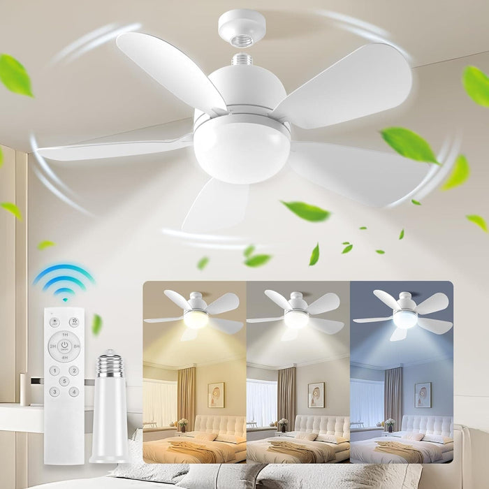 20 in. Bedroom Ceiling Fans with Lights, Socket Fan Light with Remote, Dimmable Screw In Ceiling Fan for Bedroom Kitchen Living Room-9-ErisView