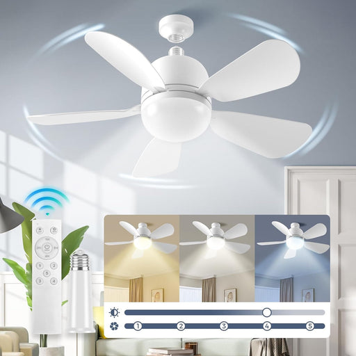 20 in. Bedroom Ceiling Fans with Lights, Socket Fan Light with Remote, Dimmable Screw In Ceiling Fan for Bedroom Kitchen Living Room-1-ErisView
