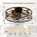 20 in. Black Bladeless Caged Ceiling Fan with Light Remote Control, Low Profile Modern Fan Enclosed Ceiling Fan, Reversible Fan for Summer Winter -27-ErisView