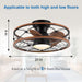 20 in. Black Bladeless Caged Ceiling Fan with Light Remote Control, Low Profile Modern Fan Enclosed Ceiling Fan, Reversible Fan for Summer Winter -47-ErisView