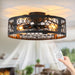 20 in. Black Caged Bladeless Fandelier for Bedroom, Remote Control Fan, Industrial Farmhouse Fan Light Fixtures for Kitchen -1-ErisView
