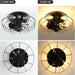 20 in. Black Caged Ceiling Fan with Lights Remote, Low Profile Ceiling Fan without Blades, Farmhouse Ceiling Fan for Kitchen Bedroom Living Room-7-ErisView