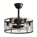 20 in. Black Caged Ceiling Fan with Remote Control and Light Kit, Semi- Flush Mount Ceiling Fan for Living Room Corridor Hallway-ErisView