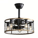 20 in. Black Caged Ceiling Fan with Remote Control and Light Kit, Semi- Flush Mount Ceiling Fan for Living Room Corridor Hallway-ErisView