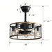 20 in. Black Caged Ceiling Fan with Remote Control and Light Kit, Semi- Flush Mount Ceiling Fan for Living Room Corridor Hallway-ErisView