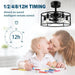 20 in. Black Caged Ceiling Fandelier with Lights and Remote, Farmhouse Flush Mount Ceiling Fan without Blades for Living Room Bedroom Kitchen-3-ErisView