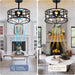 20 in. Black Caged Flush Mount Ceiling Fan Light, Farmhouse Small Reversible Ceiling Fan for Bedroom Office, Kitchen Ceiling Fans with Lights -10-ErisView