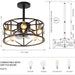 20 in. Black Caged Flush Mount Ceiling Fan Light, Farmhouse Small Reversible Ceiling Fan for Bedroom Office, Kitchen Ceiling Fans with Lights -11-ErisView