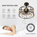 20 in. Black Caged Flush Mount Ceiling Fan Light, Farmhouse Small Reversible Ceiling Fan for Bedroom Office, Kitchen Ceiling Fans with Lights -12-ErisView
