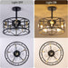 20 in. Black Caged Flush Mount Ceiling Fan Light, Farmhouse Small Reversible Ceiling Fan for Bedroom Office, Kitchen Ceiling Fans with Lights -15-ErisView