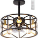 20 in. Black Caged Flush Mount Ceiling Fan Light, Farmhouse Small Reversible Ceiling Fan for Bedroom Office, Kitchen Ceiling Fans with Lights -8-ErisView