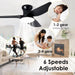 20 in. Black Dimmable Modern Flush Mount Low Profile Ceiling Fan with Remote Control, Indoor Smart Ceiling Fan with Light, Bedroom Ceiling Fans-17-ErisView