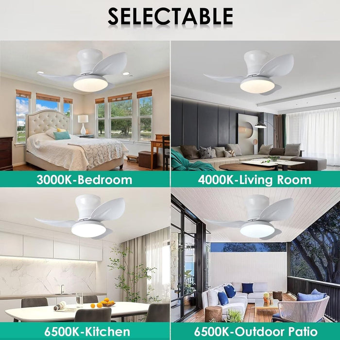 20 in. Black Dimmable Modern Flush Mount Low Profile Ceiling Fan with Remote Control, Indoor Smart Ceiling Fan with Light, Bedroom Ceiling Fans-21-ErisView