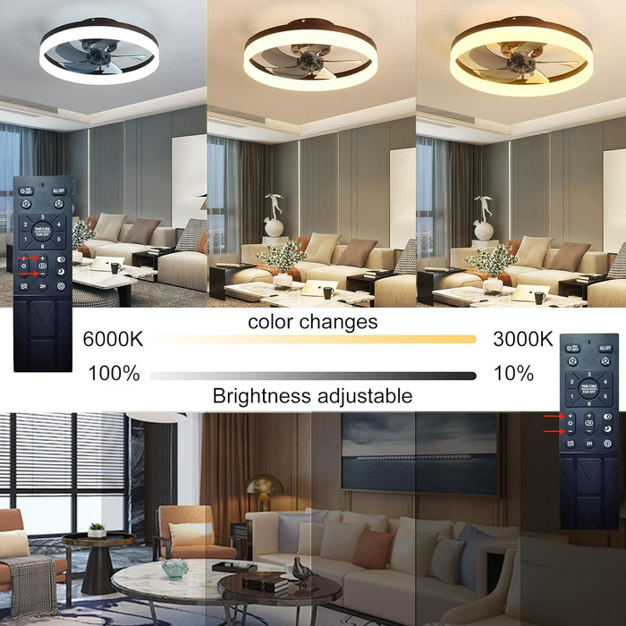 20 in. Black Dimmable Modern Flush Mount Low Profile Ceiling Fan with Remote Control, Indoor Smart Ceiling Fan with Light, Bedroom Ceiling Fans-4-ErisView