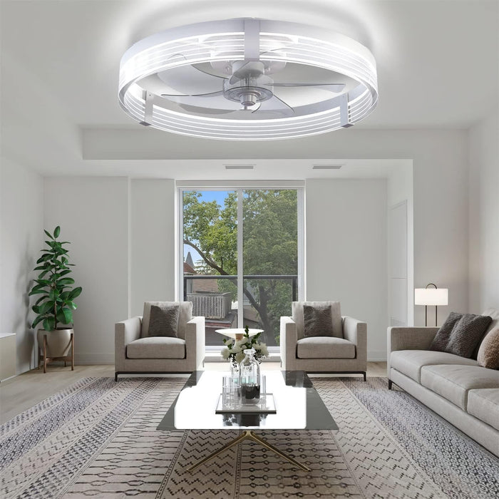 20 in. Black Indoor Ceiling Fan with Low Profile Light and Remote, Modern Dimmable Flush Mount Bedroom Ceiling Fans-17-ErisView