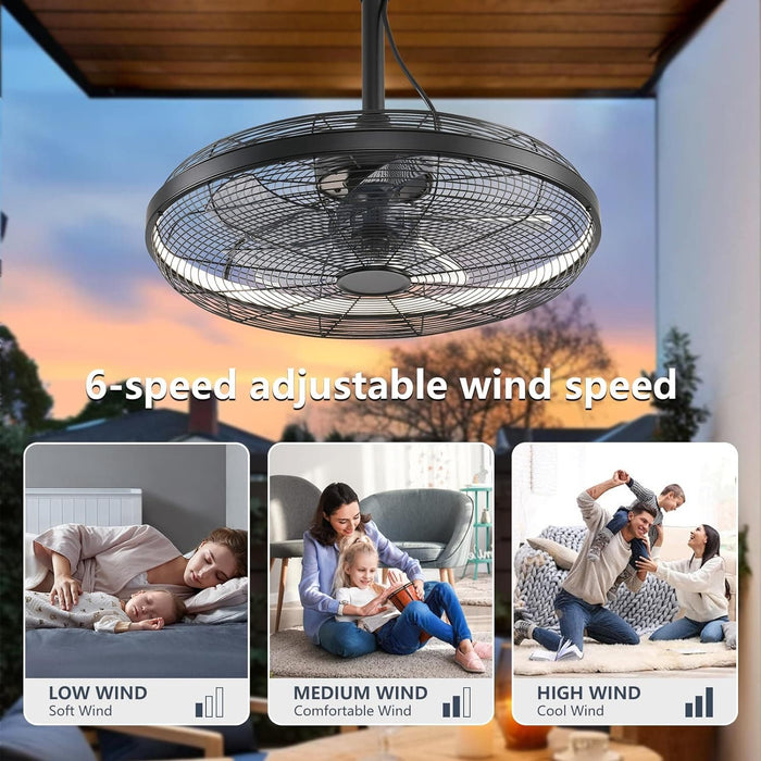 20 in. Black Outdoor Ceiling Fan with Light, Remote Control Fan, Outdoor Fan for Gazebo, Patio Fans, Outdoor Fans for Pergolas, Hanging Ceiling Fan-5-ErisView