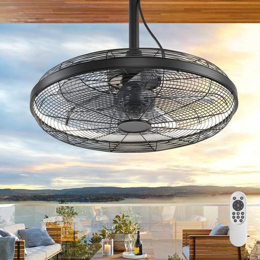 20 in. Black Outdoor Ceiling Fan with Light, Remote Control Fan, Outdoor Fan for Gazebo, Patio Fans, Outdoor Fans for Pergolas, Hanging Ceiling Fan-1-ErisView