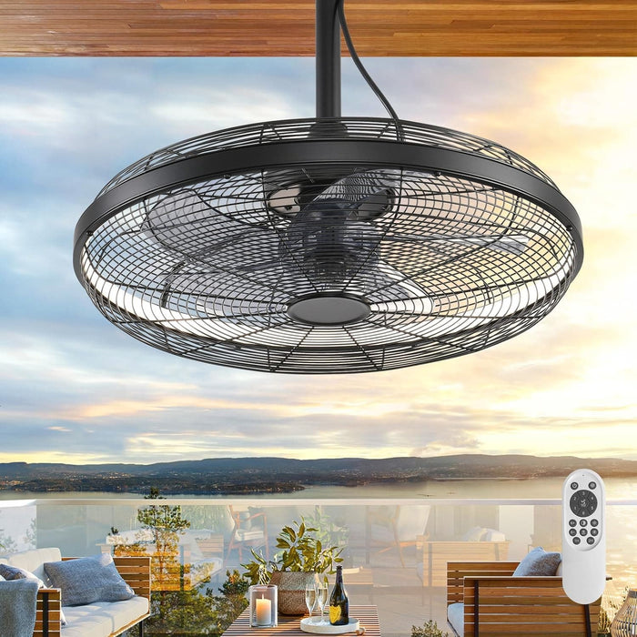 20 in. Black Outdoor Ceiling Fan with Light, Remote Control Fan, Outdoor Fan for Gazebo, Patio Fans, Outdoor Fans for Pergolas, Hanging Ceiling Fan-1-ErisView