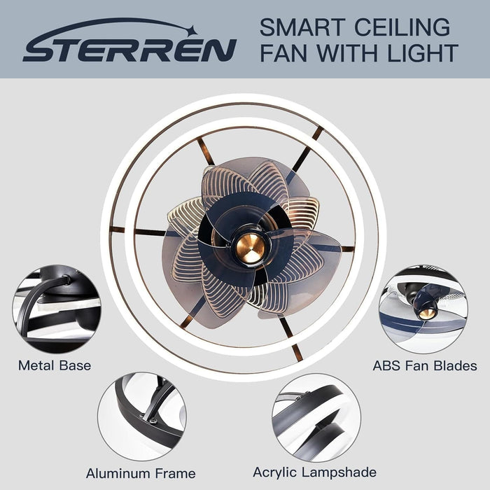 20 in. Black Remote Control Ceiling Fan with Light, Low Profile Flush Mount Ceiling Fan, Quiet Reversible Fan in Winter Summer for Bedroom Living Room-3-ErisView