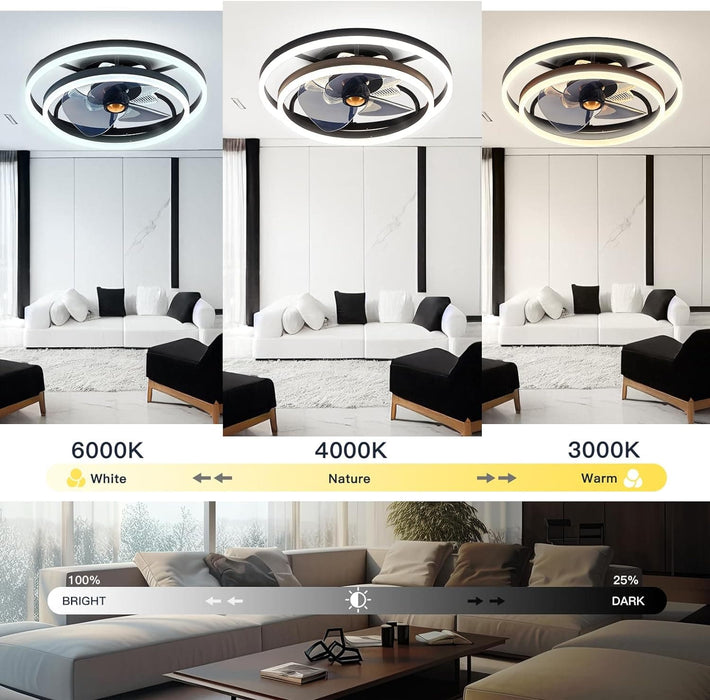 20 in. Black Remote Control Ceiling Fan with Light, Low Profile Flush Mount Ceiling Fan, Quiet Reversible Fan in Winter Summer for Bedroom Living Room-4-ErisView