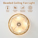 20 in. Boho Ceiling Fan, White Fandelier Flush Mounts with Lights and Remote Control, Low Profile Wood Beaded Ceiling Fan for Living Room Bedroom-5-ErisView