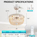 20 in. Boho Ceiling Fan with Light and Remote, Vintage Ceiling Fans Fandelier, Beaded Caged Ceiling Fan with Light for Porch Patio Kitchen-5-ErisView