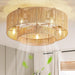 20 in. Boho Ceiling Fan with Lights, Flush Mount Caged Rattan Ceiling Fan, Remote Ceiling Fan with Light, Ceiling Fan with Low Profile Light for Bedroom-1-ErisView