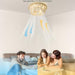 20 in. Boho Chandelier Ceiling Fan with Light, Caged Ceiling Fan with Remote, Flush Mount Wood Beaded Ceiling Fans, Nursery Ceiling Fan, Girl's Room-6-ErisView