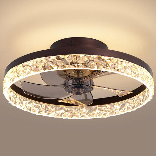 20 in. Brown Ceiling Fan with Lights, Dimmable Remote Control Ceiling Fans, Semi Flush Mount Low Profile Fan-1-ErisView