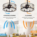 20 in. Caged Ceiling Fan with Light Remote Control, Quiet Crystal Ceiling Fan for Bedroom Living Room-3-ErisView