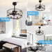 20 in. Caged Ceiling Fan with Light Remote Control, Quiet Crystal Ceiling Fan for Bedroom Living Room-7-ErisView