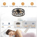 20 in. Caged Ceiling Fan with Light, Small Flush Mount Remote Control Fan, Black Low Profile Bladeless Ceiling Fan for Bedroom Kitchen Dining Room-3-ErisView