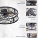 20 in. Caged Ceiling Fan with Light, Small Flush Mount Remote Control Fan, Black Low Profile Bladeless Ceiling Fan for Bedroom Kitchen Dining Room-6-ErisView